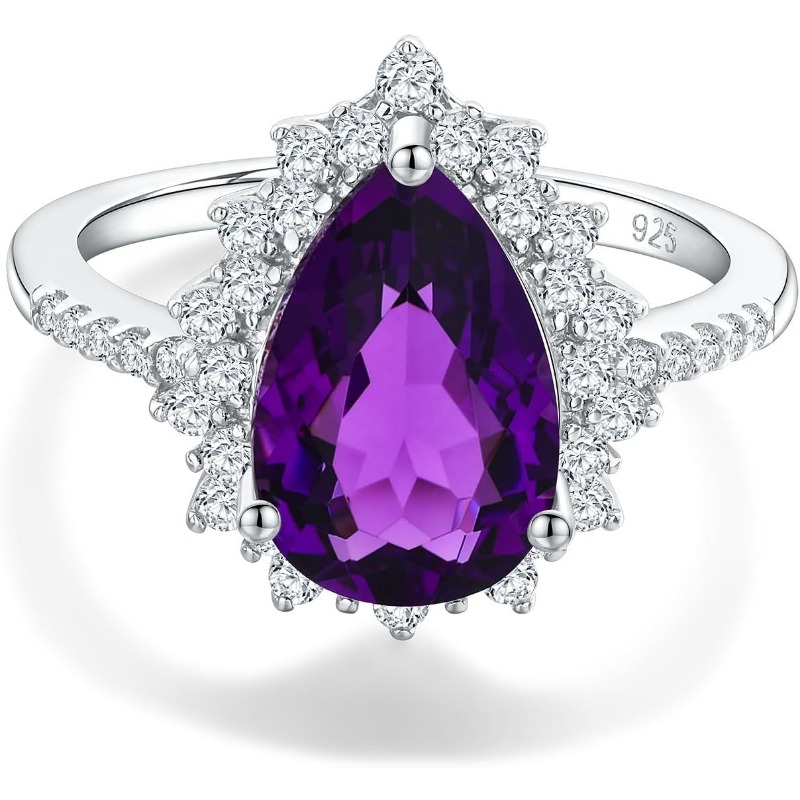 Women's 925 Sterling Silver Teardrop Engagement Birthstone Ring